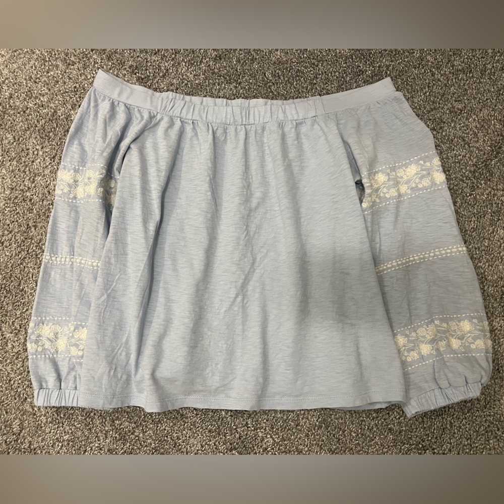 American Eagle Outfitters Light Blue Off-Shoulder Top - Size M